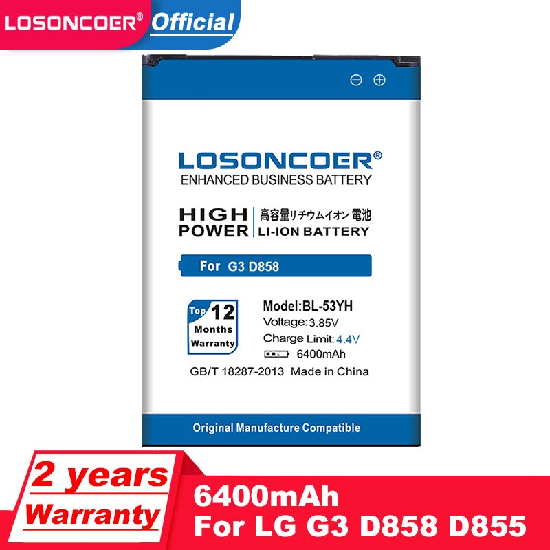 6400mAh BL-42D1F BL-51YF BL-51YF BL-T32 BL-T39 Battery For Original LG G3 G4 G5 G6 G7 Battery D858 D855/H811 H810/H850 H840 H830