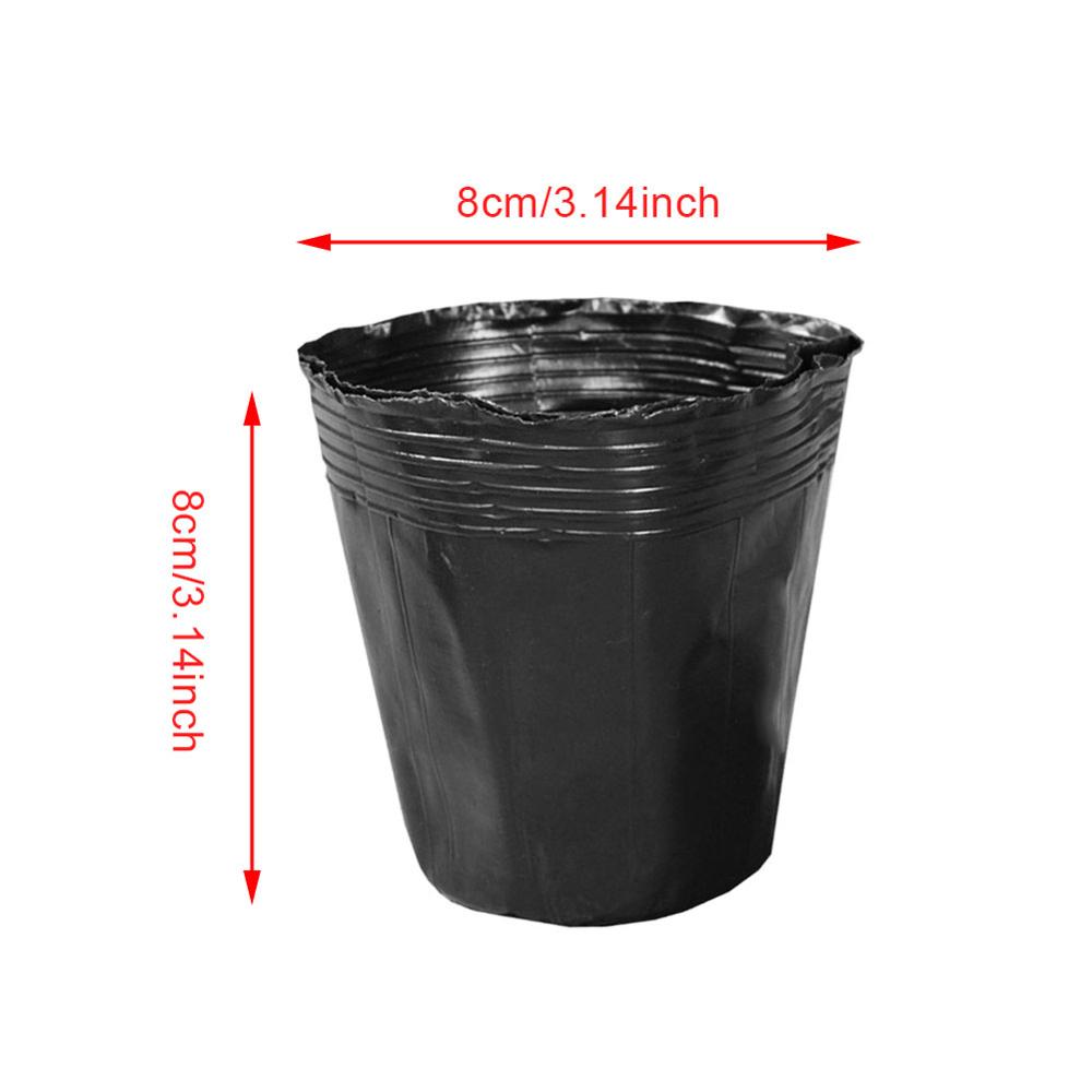 100pcs Plastic Nursery Plant Seedling Holder Raising Bag Nutrition Pots Garden Supplies Containers Set: 8cm