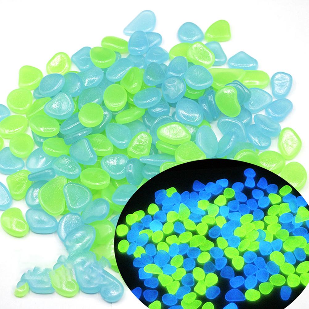 100 Stuks Lichtgevende Stenen Blauw Groen Gemengde Tuin Decor Lichtgevende Stenen Aquarium Steentjes Glow Stenen Aquarium Zwembad Decoratie: Default Title