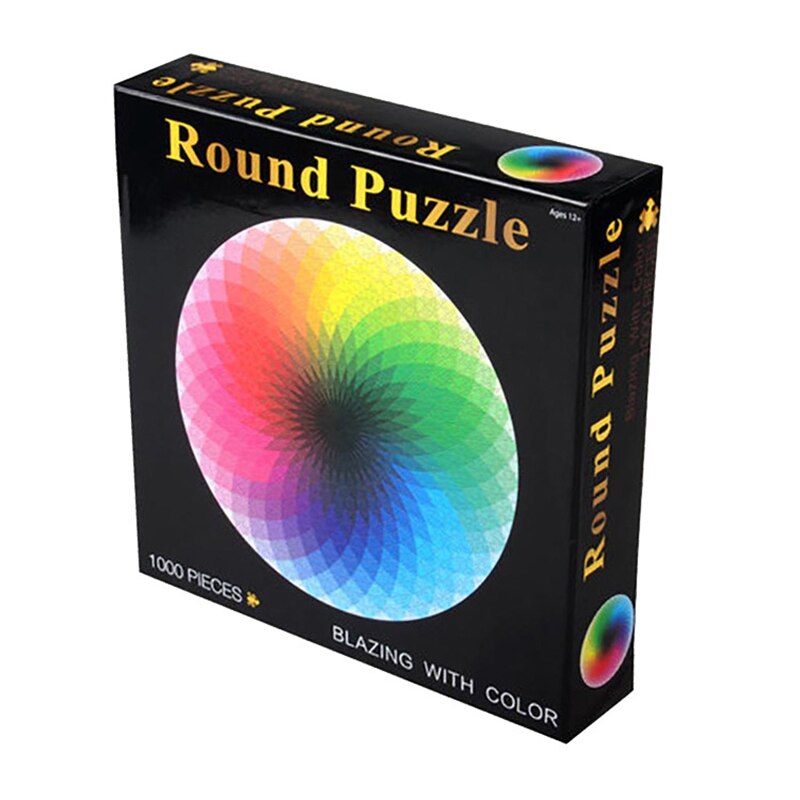 Colorful Rainbow Round Jigsaw Puzzle Paper 1000 pcs/set Geometrical Photo Puzzle Adult Kids DIY Educational Reduce Stress Toy