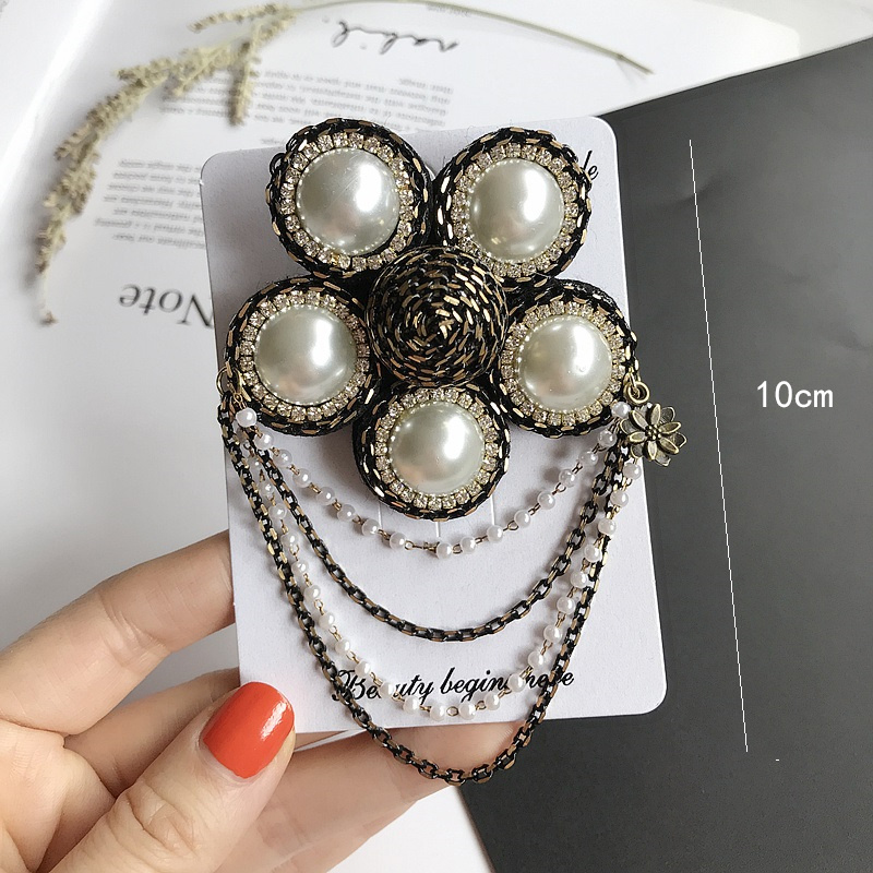 Beroemde Luxe Bloem Kwastje Broche Parel Boog Nummer 5 Sieraden Broches Pins Broach Voor Vrouwen Vintage Accessoires: Blue