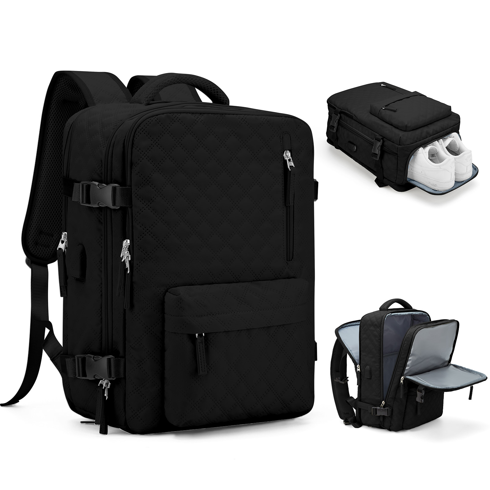 Easyjet 45x36x20 Reise rucksack für Männer Frauen Flug Handgepäck Handgepäck Tasche Weekender Tasche Kabinen größe Laptop Rucksäcke: Black