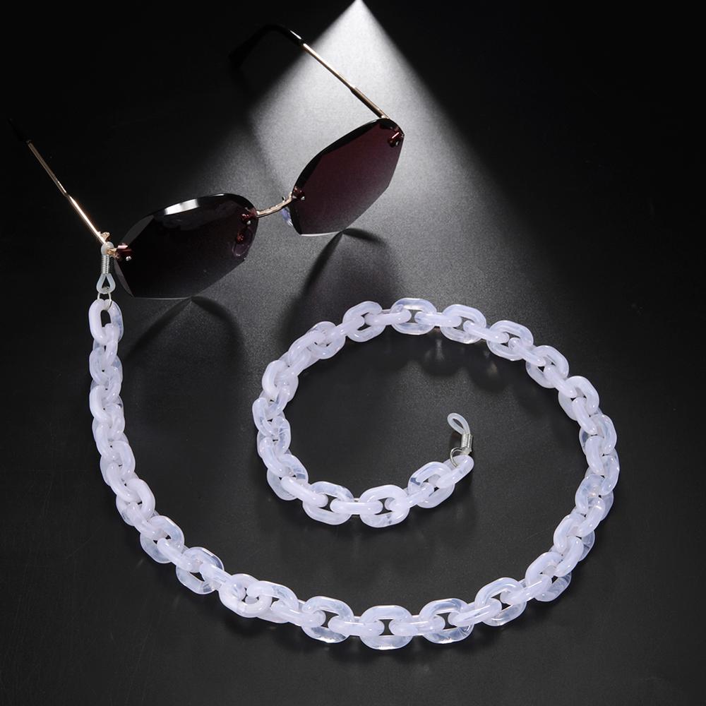 Teamer Punk Bril Ketting Voor Mannen Vrouwen Acryl Lanyard Zonnebril Kettingen Straps Cords Hals Houder Brillen Anti-Slip Ketting: White-silver