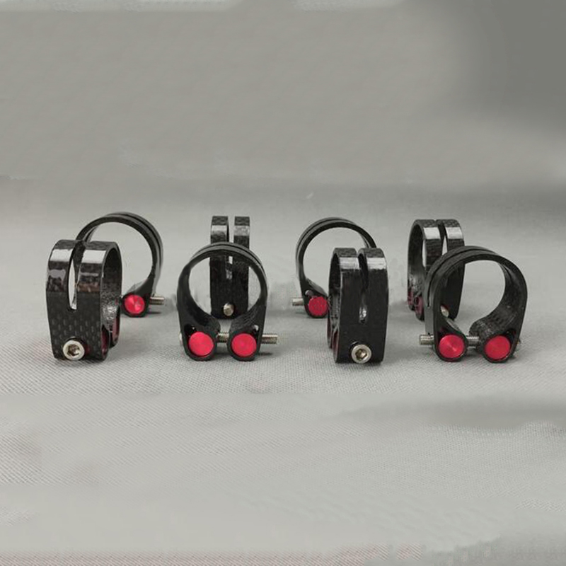 Fiets Zadelpenklem Full carbon fiber 31.8mm 34.9mm Fiets Zadelpen Klem Clips Quick Release MTB Zadelpenklem fietsonderdelen