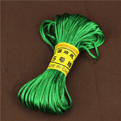 Cordón de nailon satinado MultiColor de 20 metros, cuerda sólida para cuentas para confeccionar joyas de algodón para bebés, de seda trenzada de 2,5mm: green