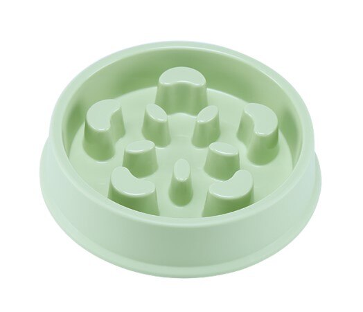 Triangle Slow Eating Puppy Kitten Plastic Food Feeding Pet Avoid Choke Feeder: green 3
