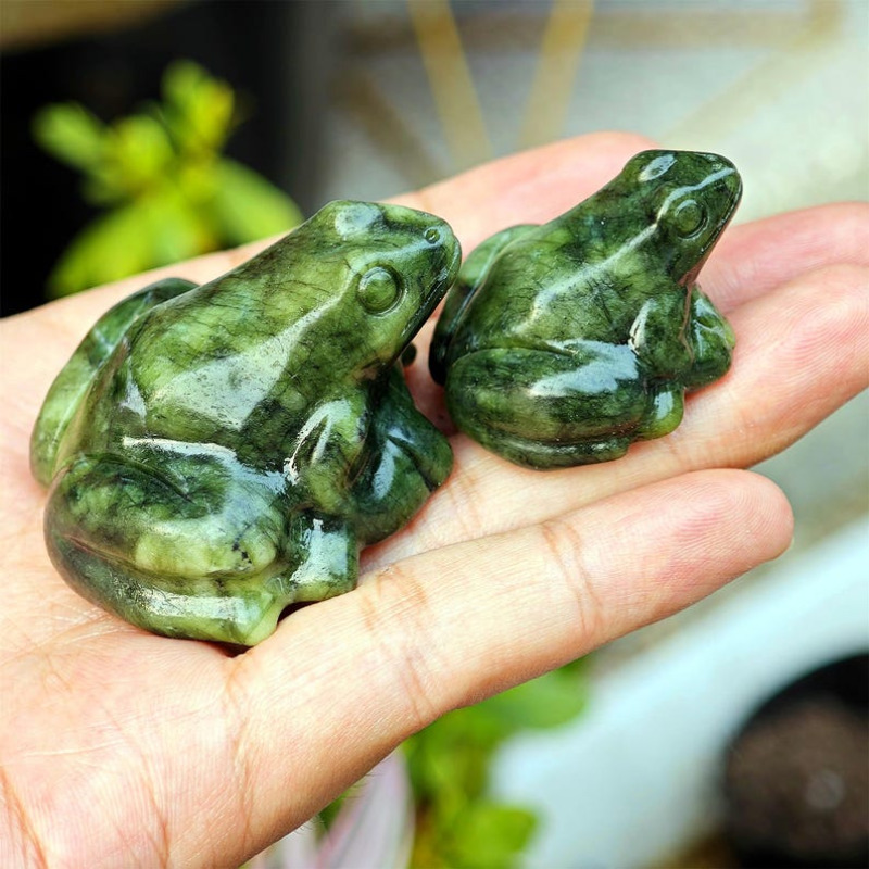 Rana de jade verde mezcla Natural, animal de cuarzo, rana de cristal, decoración del hogar, espécimen Mineral, de cristal, curación Reiki, 1 ud.