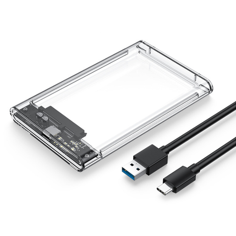 USB 3.0 Transparent HDD Enclosure 2.5" ,Type C Micro Cable External Hard Drive Disk Case 2.5 Inch SATA Box HDD SSD Computer: Silver
