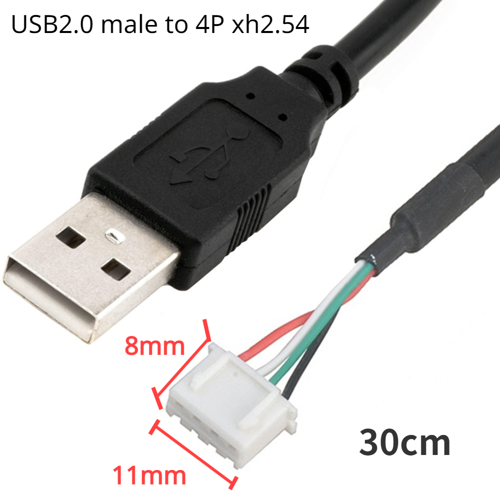 USB to 4P xh2.54 cable USB to 4P MX1.25 USB to PH2.0 USB USB2.0 Female/ Male Cable USB to Dupont 4 pin Data Cable 30cm: black
