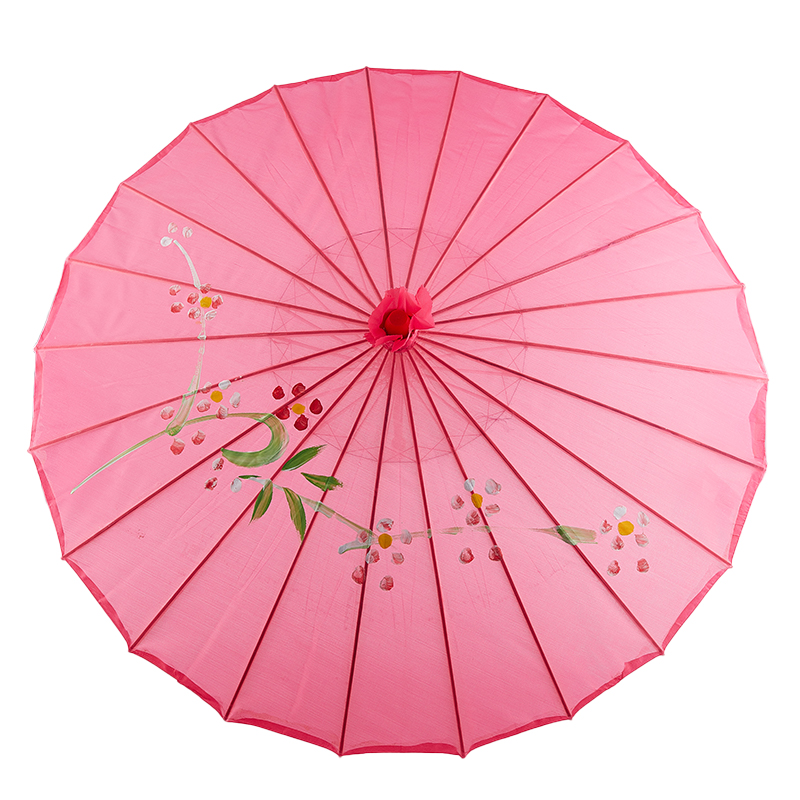 Paraguas de tela de seda de 82/84cm para mujer, flores de cerezo japonesas, paraguas de baile antiguo, paraguas decorativo de papel de aceite de estilo chino: Rosa