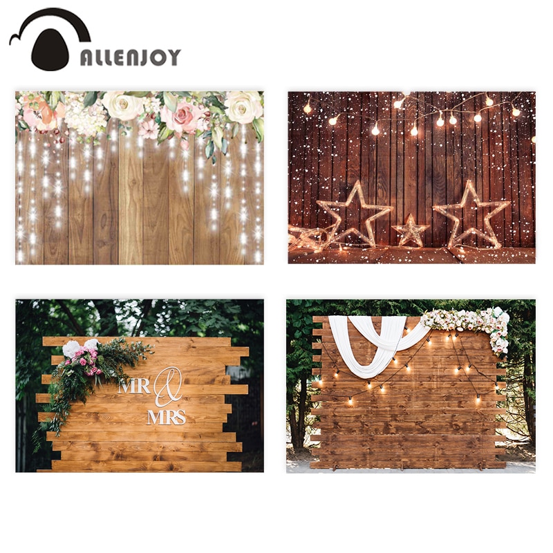 Allenjoy photography backdrop rustic wedding glitter flower wooden Floor background Birthday Valentine's Day Photozone Decor