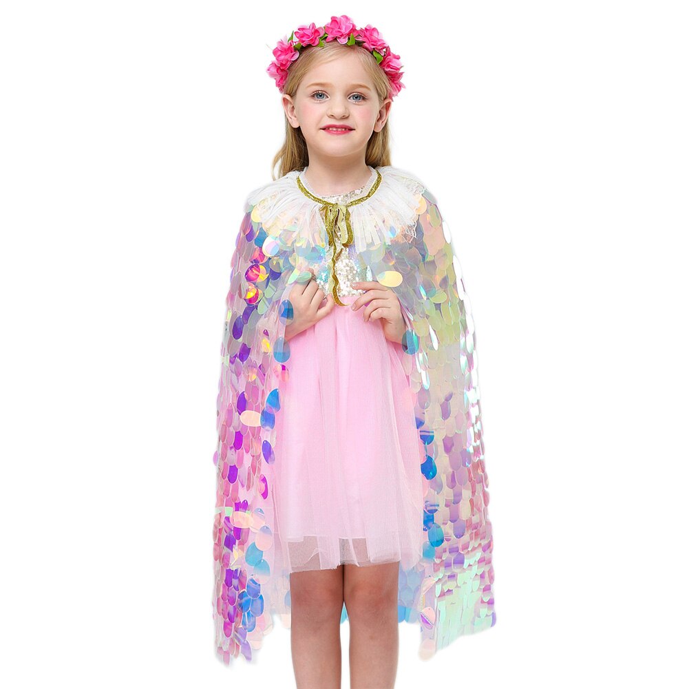 Baby Meisje Zeemeermin Mantel Gradiënt Kwastje Decoratie Glitter Sequin Verjaardagsfeestje Cosplay Kostuum