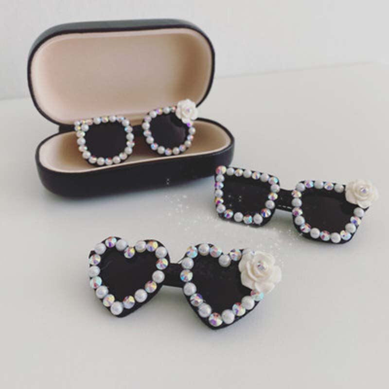 Pet Accessories Handmade Pet Headwear Dog Head Flower Teddy Yorkshire Maltese Pearl Flash Diamond Sunglasses Puppy Supplies