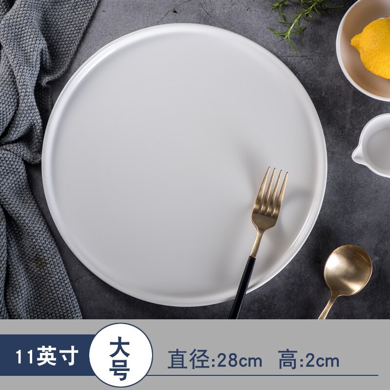 European white plate ceramic plate flat bottom round steak plate Western restaurant tableware cake pizza customization: Red