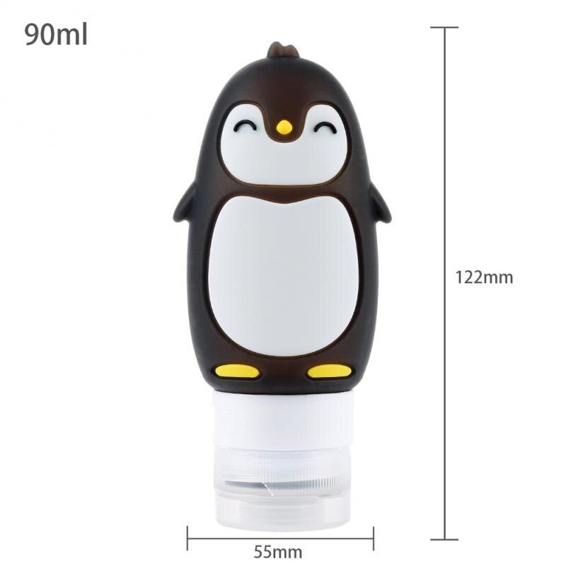 1Pcs Cute Silicone Refillable Bottle Travel Bottle Press For Lotion Shampoo Cream Gel Cosmetic Squeeze Containers Storage Bottle: Black Penguin 90ml