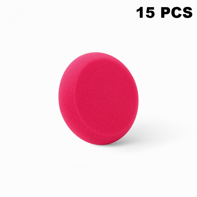 SPTA-tampon de cirage manuel 105mm | Éponge en Polyester Ultra-doux, applicateur de cire pour voiture, éponge Auto-épilation pour appliquer et enlever la cire de voiture: 15Pcs Red