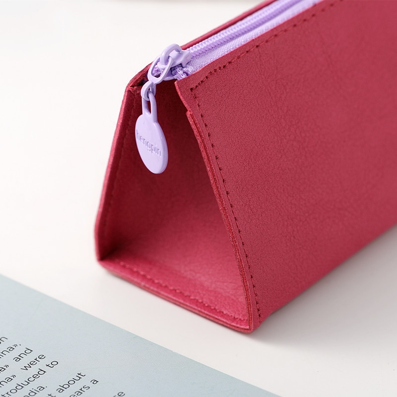 Estuche de lápices conciso de color sólido para chicas, estuches de lápices escolar para niñas, papelería, bolsa de lápices de lona, estuche escolar
