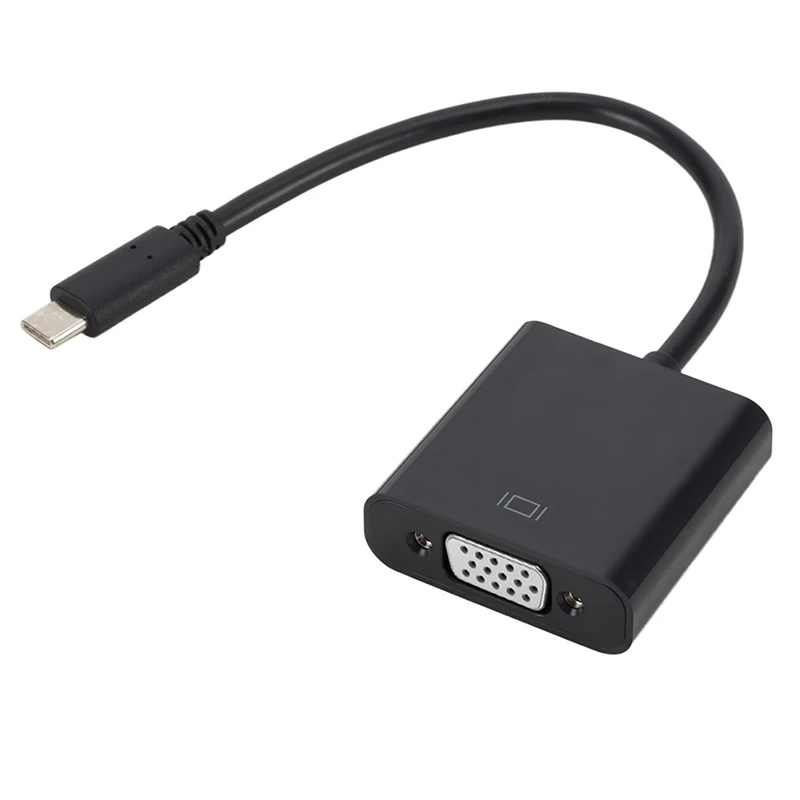 Usb-c thunderbolt 3 to d-sub vga 1080p videoadapter type-c han til vga hun sort konverterkabel til bærbar skærm projektor: Default Title