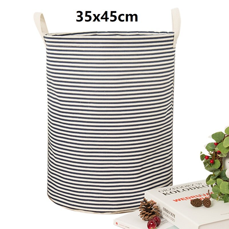 1pc Cotton And Linen Dust Collecting Bucket Hamper Washing Toy Dirty Clothes Storage Organizer Laundry Baskets Bin 35x45cm
