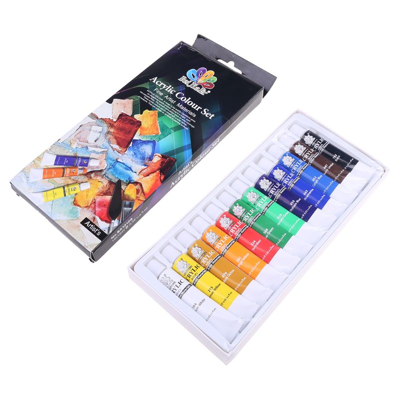 12 Colors 12ML Tube Acrylic Paint set Art Painting Drawing Tools For Kids DIY 2XPF