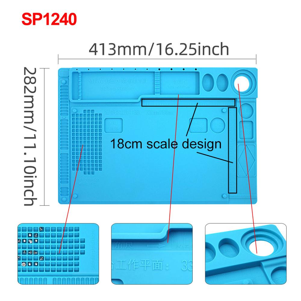 Professionele Siliconen Isolatie Pad Met Schaal Multi-Raster Schroef Gat Pc Laptop Mobiele Telefoon Reparatie Werkbank Pad