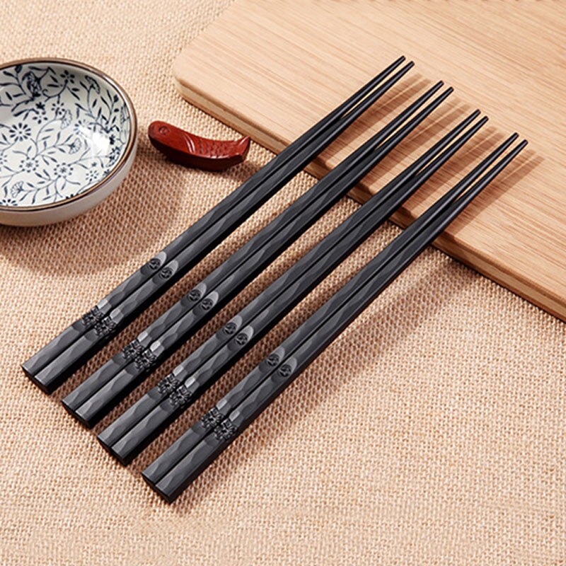 Palillo chino de plástico antideslizante para Sushi, palillos de metal, palillos chinos reutilizables, duraderos, 1 par