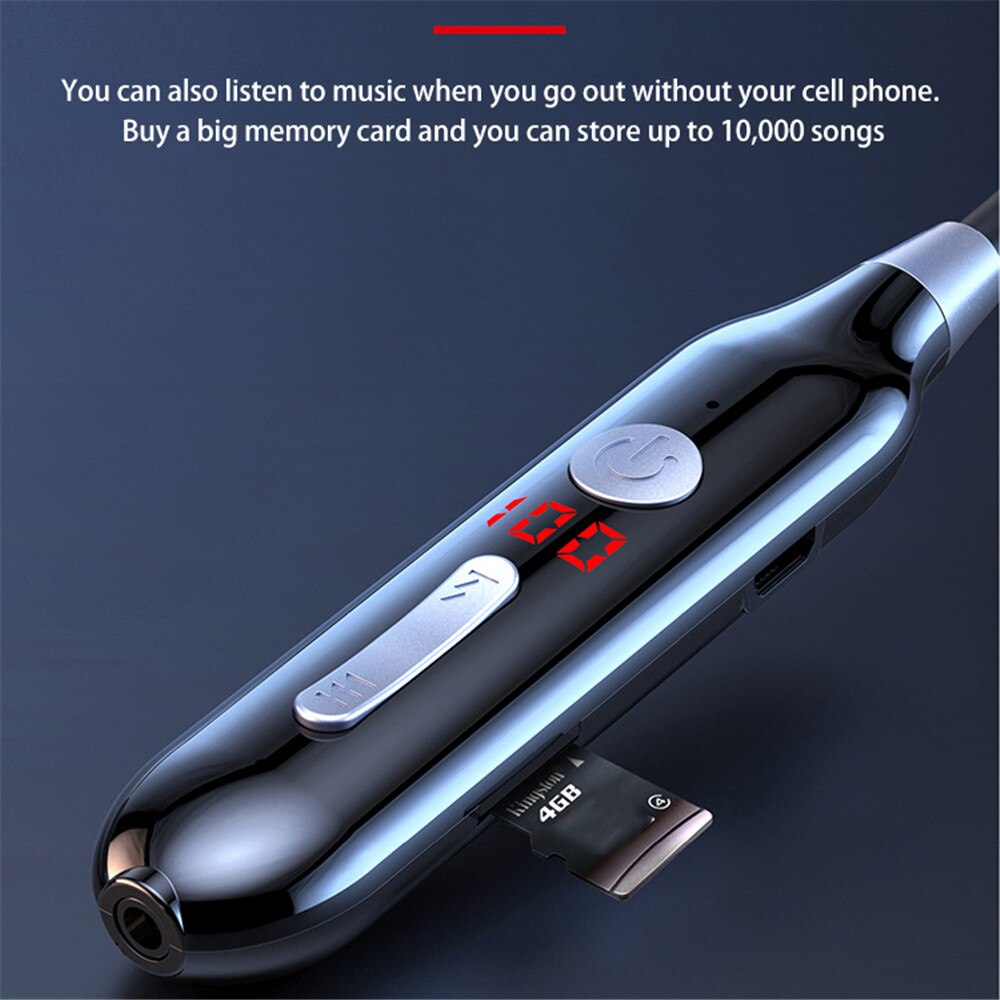 100 Uur Uithoudingsvermogen Bluetooth5.0 Draadloze Hoofdtelefoon Stereo Bass Hoofdtelefoon Nekband Power Led Display Headset Tf Card