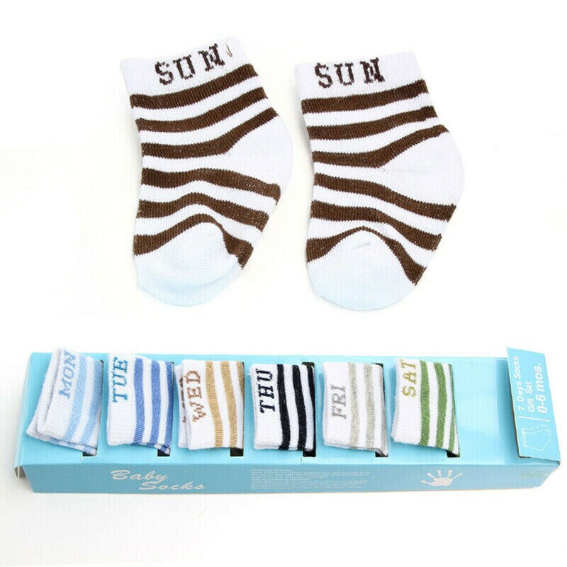 Calcetines de algodón transpirables para bebés, calcetín cómodo para niños y niñas, 7 pares, para la Semana del