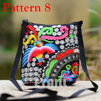 Chinese Nationale Etnische Stijl Messenger Bag Vintage Bloemen Geborduurde Leuke Canvas Crossbody Tas Meisjes Kleine Telefoon Tassen: Pattern 8
