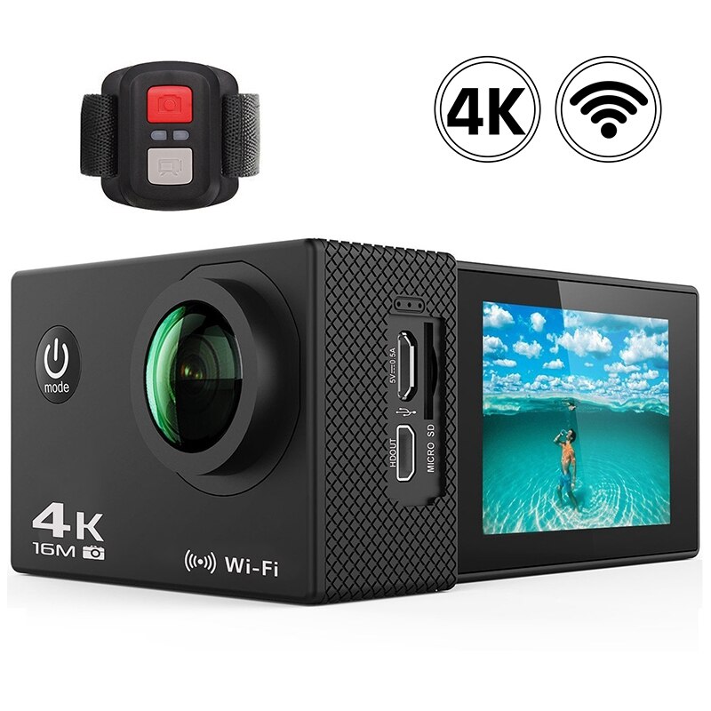 Wifi action kamera 4k 30 fps 1080p hd 5mp hjelm cam vandtæt 2.0 tommer ips sn sportskamera