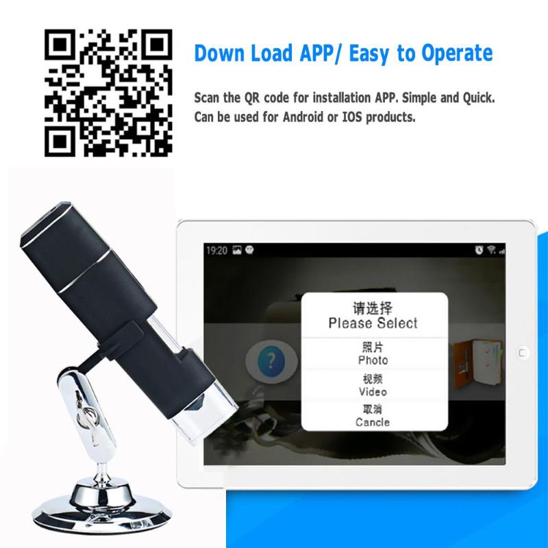 2mp hd microscópio digital lupa wifi sem fio 8 led 500x câmera de vídeo elétrica com base suporte para ios android