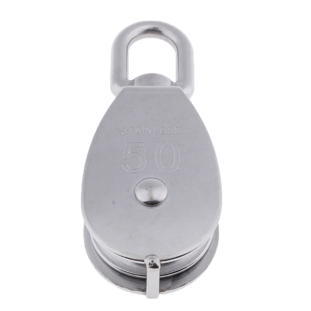 50mm Stainless Steel Single Sheave Swivel Eye Boat Rigging Hoist Lift Pulley