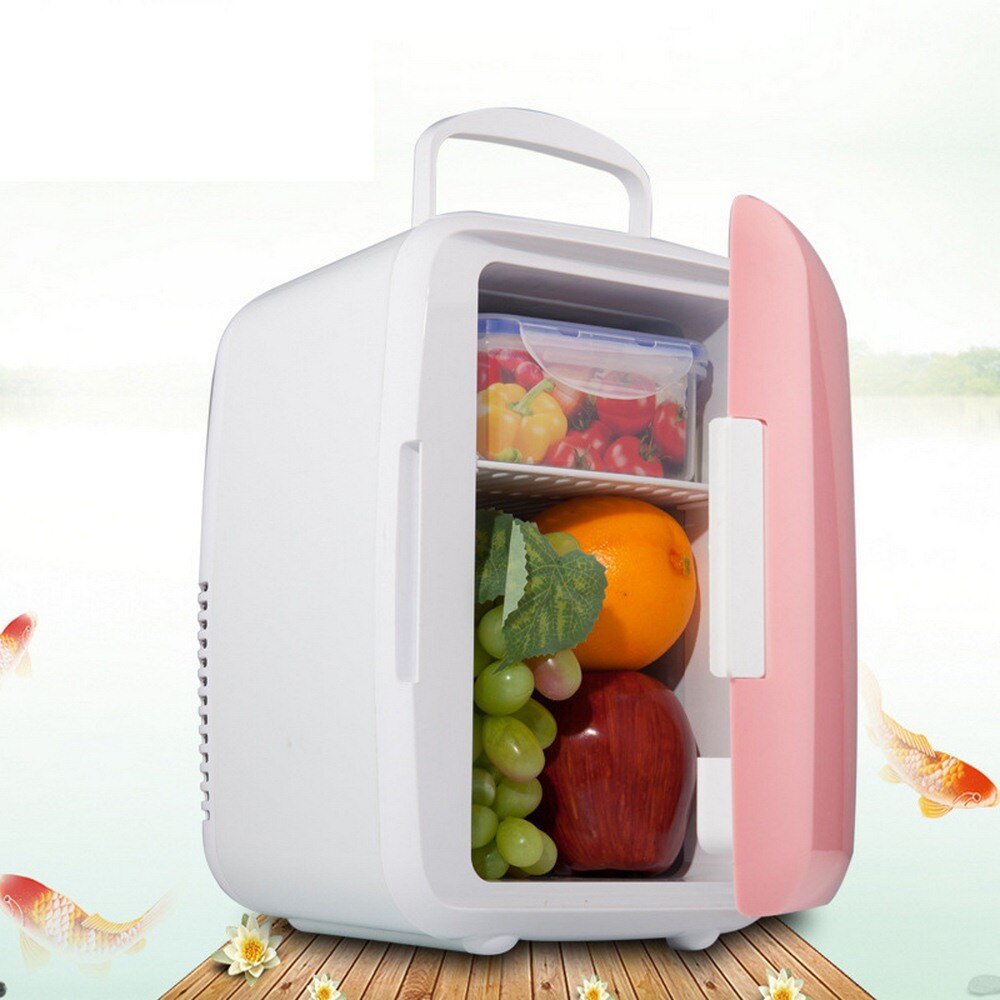 Portable Mobile refrigerator mini 4L small Fridge Home Dual Use Car Fridge 12V USB Rechargeable Cooler Heater Universal Fridge: 4L pink