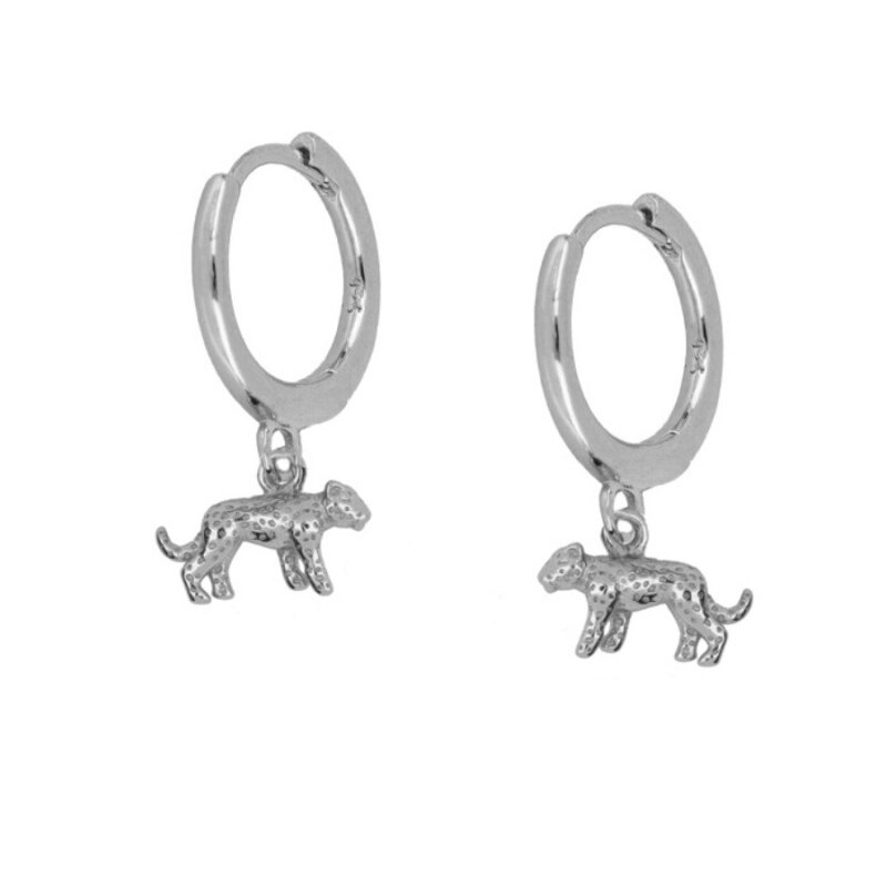Pendientes ROXI de aro de guepardo animales para mujeres, hombres, , de cumpleaños, cartílago arete de plata 925, joyería, Pendientes: silver