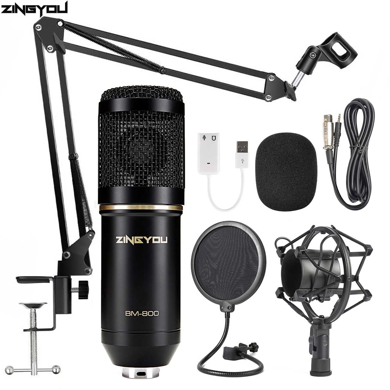 100% Original ZINGYOU BM 800 Microphone de Studio Bm800 condensateur Microphone d'enregistrement sonore pour ordinateur: black