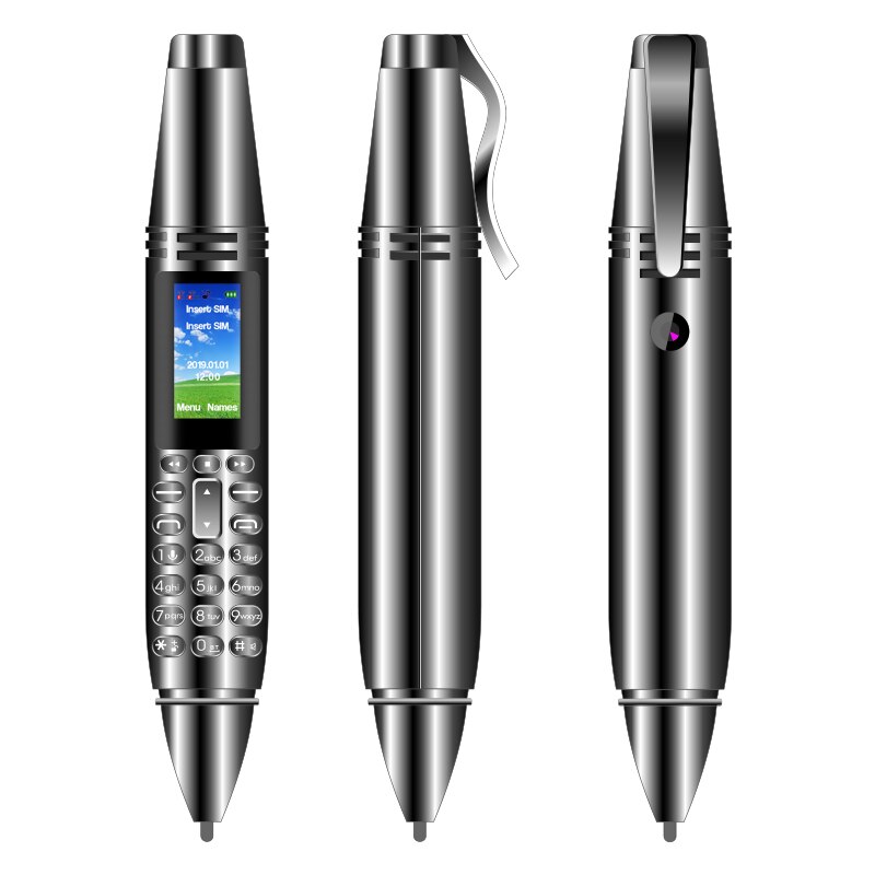 Uniwa  ak007 0.96 "penformet 2g mobiltelefon skærm dobbelt sim-kort gsm mobiltelefon bt  v3.0 dialer magisk stemme  mp3 fm stemmeoptager: Tilføj 8g tf-kort / Sort