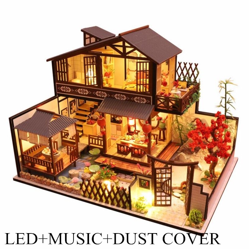 Chinese Style Diy Doll House Kit Handmade Miniature Furniture LED Lights Home Wedding Birthday Christmas: 2