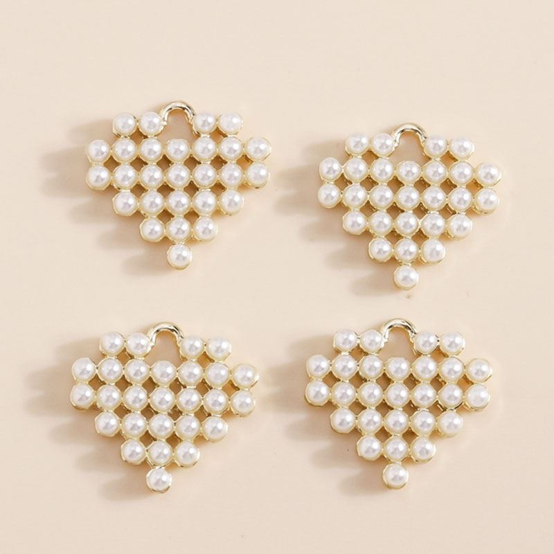 5 pezzi di perle d'imitazione cuore d'amore connettori pendenti per gioielli fai da te creazione di collane fatte a mano bracciali orecchini ciondoli artigianali