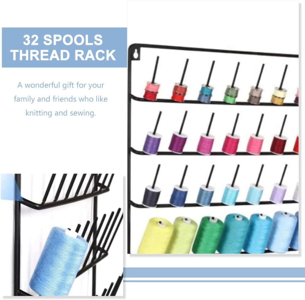 Wall Hanging Iron Thread Holder 4 level 32 Spools ... – Grandado