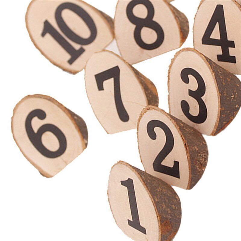 10 unids/pack estilo de madera suministros de Boda boda marcador de posición de la tarjeta número de tabla de figura Digital asiento Decoración