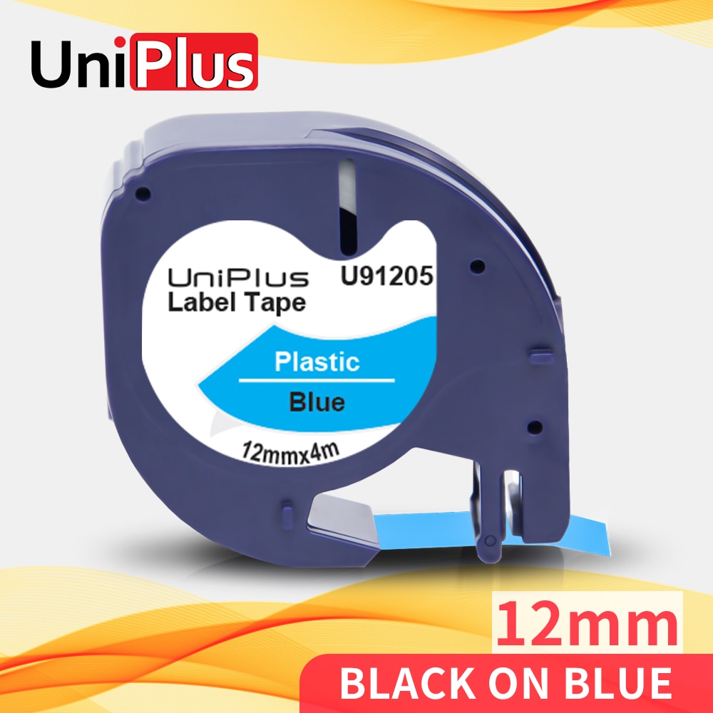 Uniplus 91205 91335 91225 ラベルテーププラスチック互換dymo letratagラベルプリンタ黒 12 ミリメートルステッカーためLT100 2000