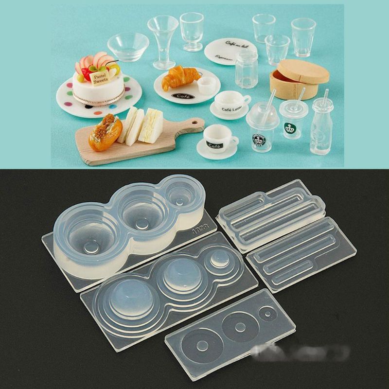 3D Mini Milk Tea Cup Bottle UV Resin Silicone Mold Miniture Food Play Mold Tool