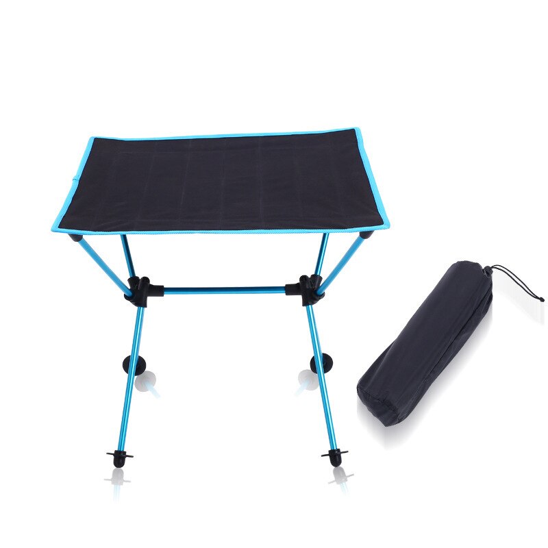 Bærbart oxford klud campingbord letvægts sammenfoldeligt stabilt mesas plegables udendørs rejser vandreture picnic bbq foldebord: Blå