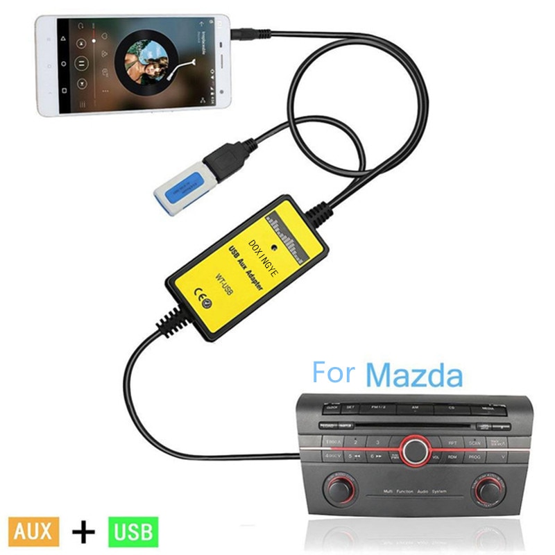 Doxingye Usb Aux Mp3 Speler Adapter Auto Digitale Muziek Cd-wisselaar 3.5Mm Voor Mazda 2/3/5/6/CX7/MX5/Mpv/Miata/Tribute/RX8 Interface