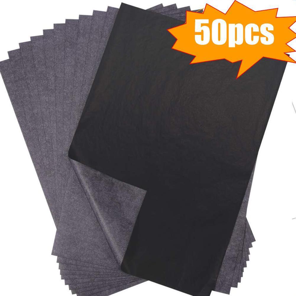 50Pcs/Set Carbon Papers Graphite Single-Sided Black Painting Paper Paper Accessories Legible Tracing Reusable Paper Pai D6U6