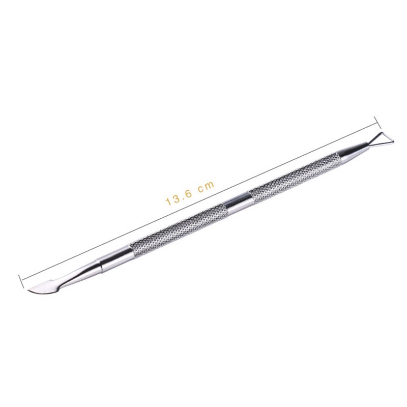 1Pc de acero inoxidable de la cutícula empujador raspador de doble cara dedo muerto piel empujar cutícula de uñas manicura herramienta de cuidado de uñas