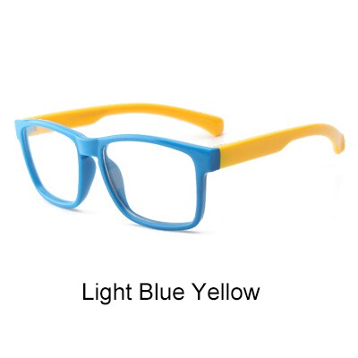 Ralferty børn brilleramme barn  tr90 fleksible firkantede rammer briller nærsynethed receptpligtige briller ramme pige dreng oculos  k8113: Lyseblå gul
