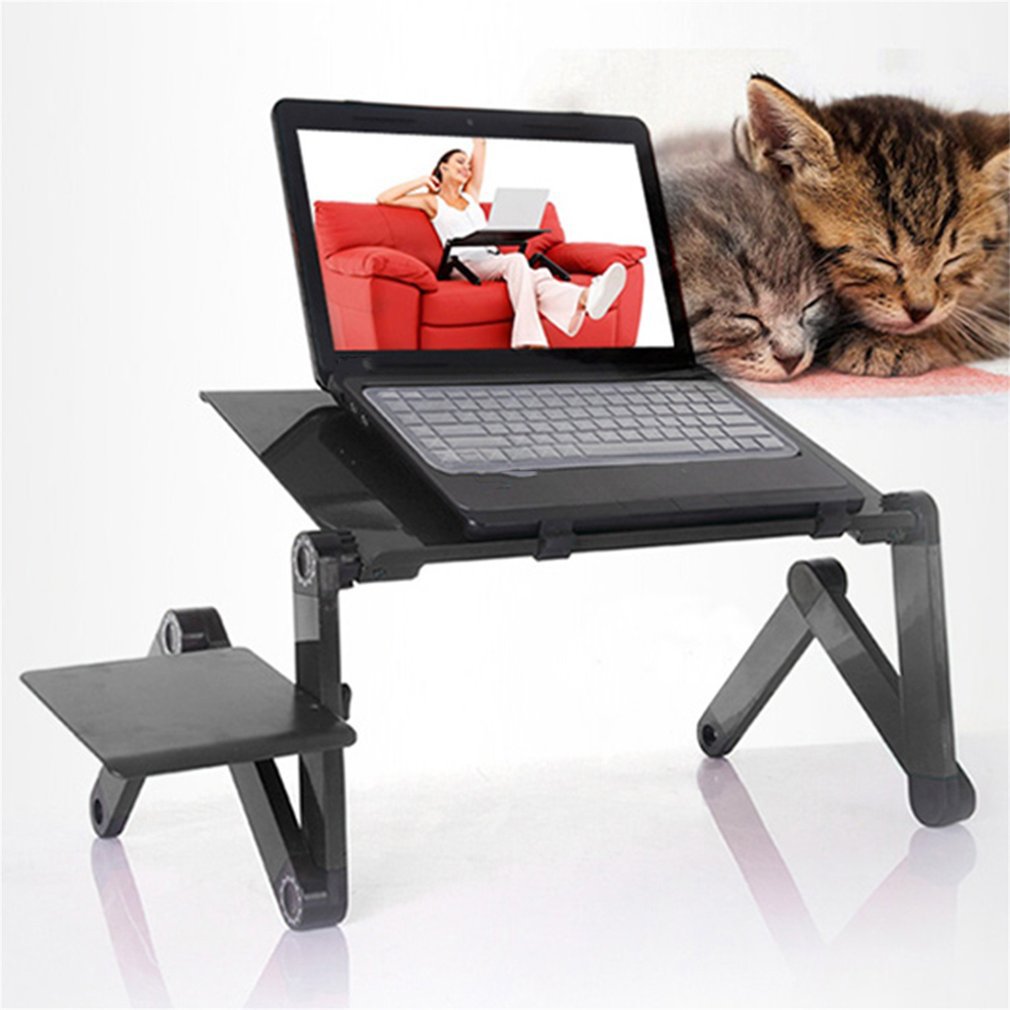 0.48m Portable Foldable Aluminum Alloy Laptop Computer Notebook Table Stand Desk Bed Tray Enjoy Fun in Home With Fan