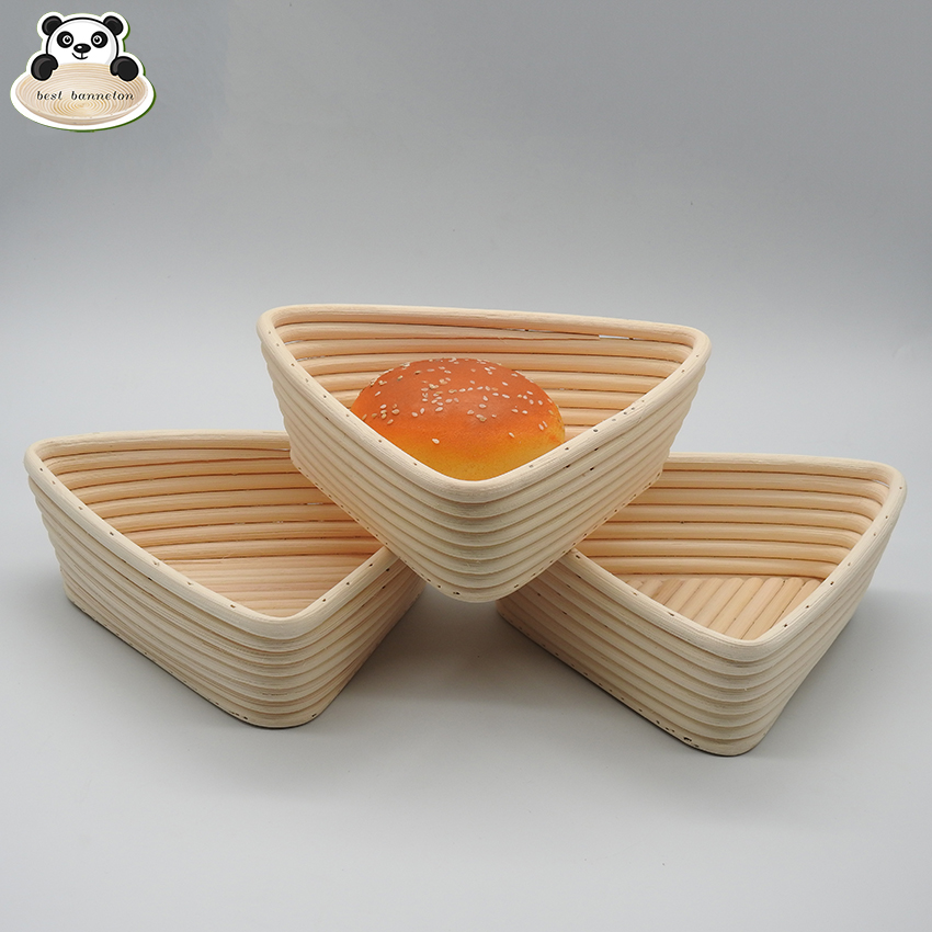 La mejor cesta triangular de ratán fermentado europeo de banneton/cuenco de mimbre, cesta de mimbre tejida, cesta de pan