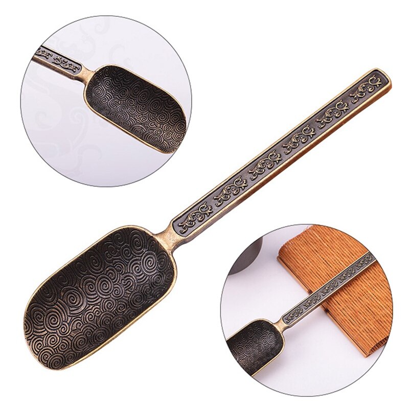 Chinese Tea Spoons Copper Tea Scoop Spoon Tea Leaves Chooser Holder Chinese Kongfu Tea Accessories Tools